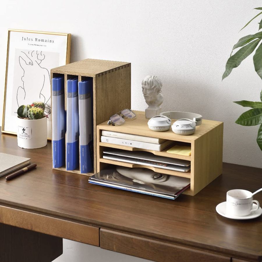 Wooden Desktop Organizer Paper - مراجعة Letter Tray Desk وسعره