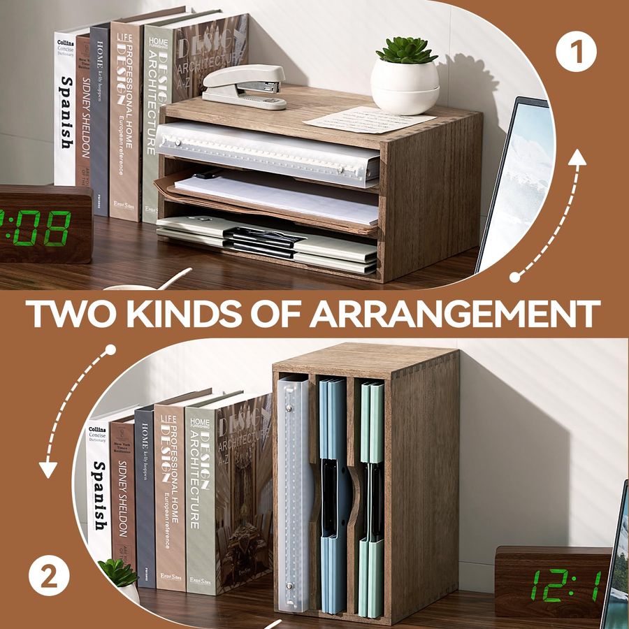 Wooden Desktop Organizer Paper - مراجعة Letter Tray Desk وسعره