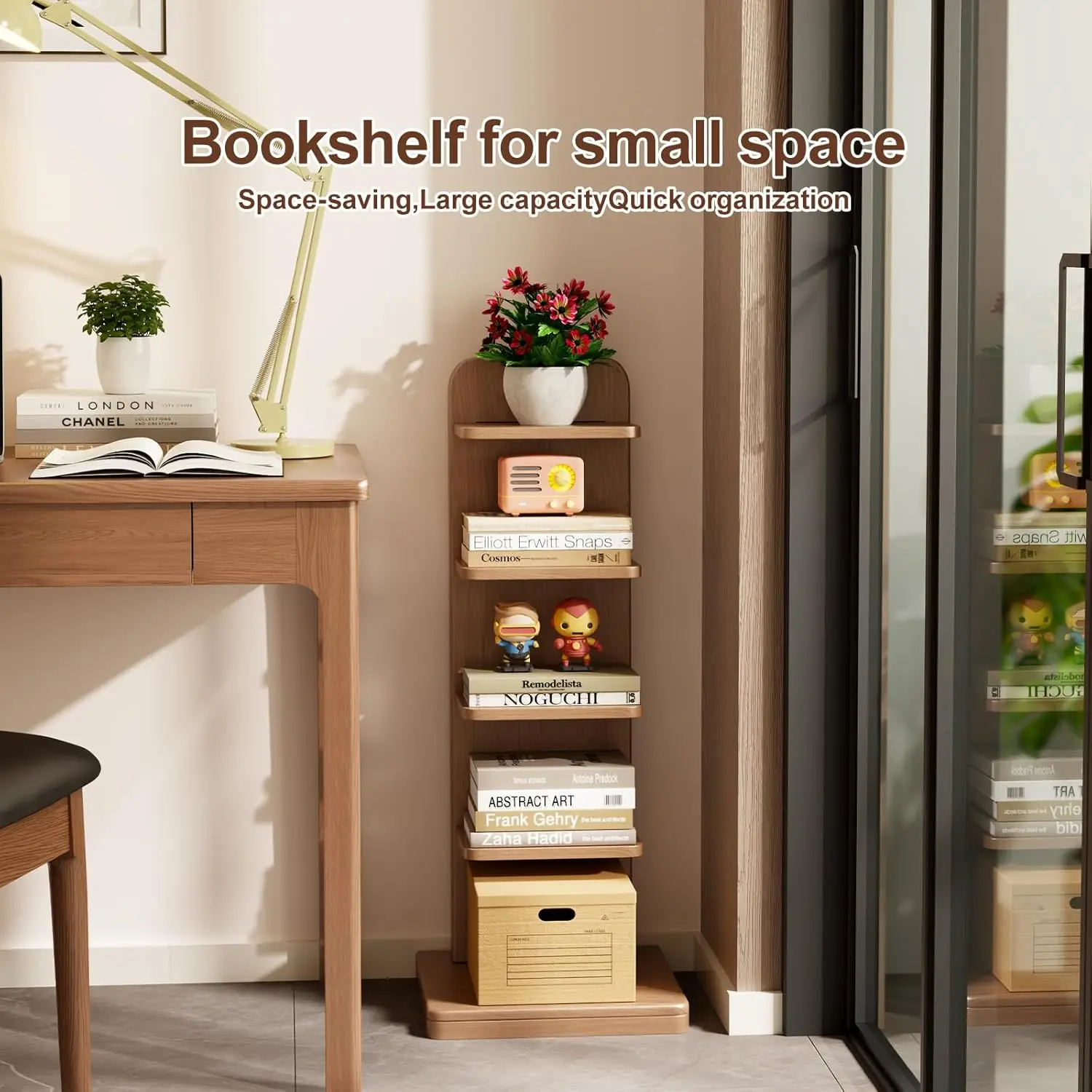 Narrow Ladder Bookcase 5 Shelf - مراجعة Bookcase Wood Shelf وسعره