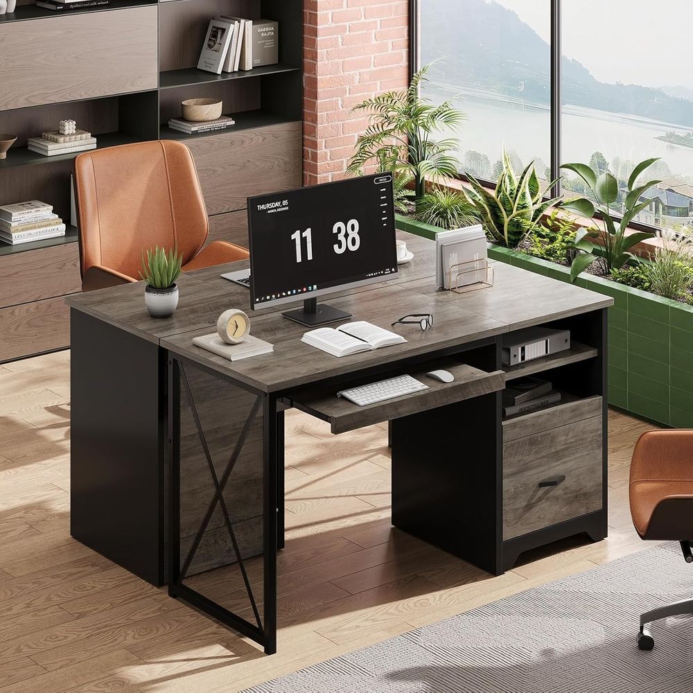 47 Industrial Style Desk with  - مراجعة Home Office Industrial Style وسعره